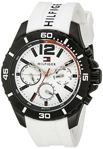 Tommy Hilfiger Men's White Dial Silicone Band Watch - 1791146