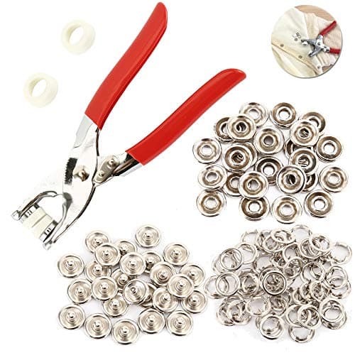 You's Auto 100 Pieces Metal Snap Buttons with Tools Pliers with Box Storage (100 Pieces (Choice 2) 20i300j718oF898B5 Silver Snap fastener