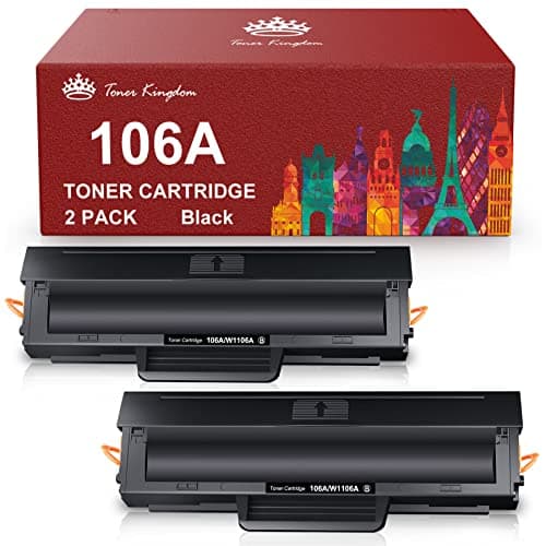Toner Kingdom 106A Replacement Compatible for HP 106A W1106A Toner Cartridges for HP Laser 107a 107r 107w MFP 135a 135r 135w 135wg MFP 137fnw 137fwg (2 Black, with Chip) Laser printer toner