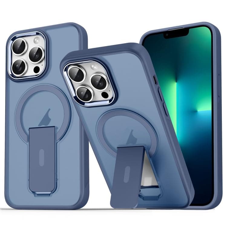 Case Magnetic Stand [Compatible with iPhone 14 Pro Max][Military Drop Protection] Shockproof Invisible Kickstand Matte For Case Men Women (Blue) Cellular phone case