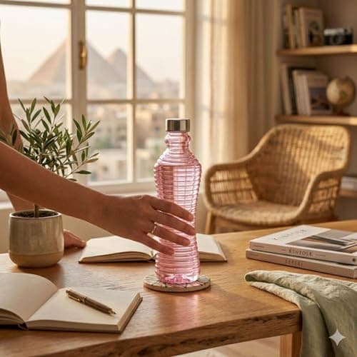 Generic Glass bottle with lid, Water bottle, 1 Liter, Multicolor, .sew