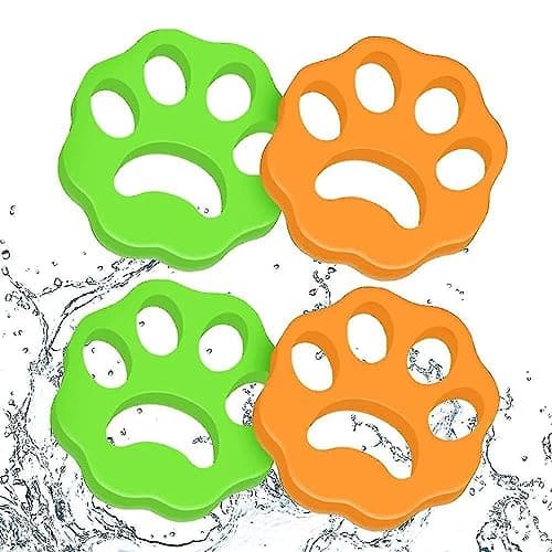 SYQZMYA Pack of 4 Pet Hair Remover, Washing Machine, Reusable Lint Strainers, Suitable for Dog Hair and Cat Fur, Effective Cleaning of Clothes, Yellow, Green, Silicone