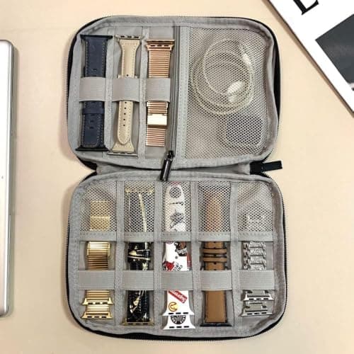 Watch and Cable Organizer Bag for Straps Chargers and Travel Accessories