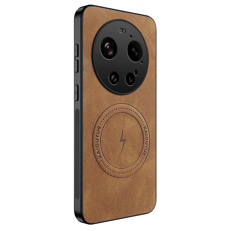 GOLDEN MASK Compatible With Xiaomi 17 Ultra Leather Like Shell Magnic Case (Brown) Cellular phone case