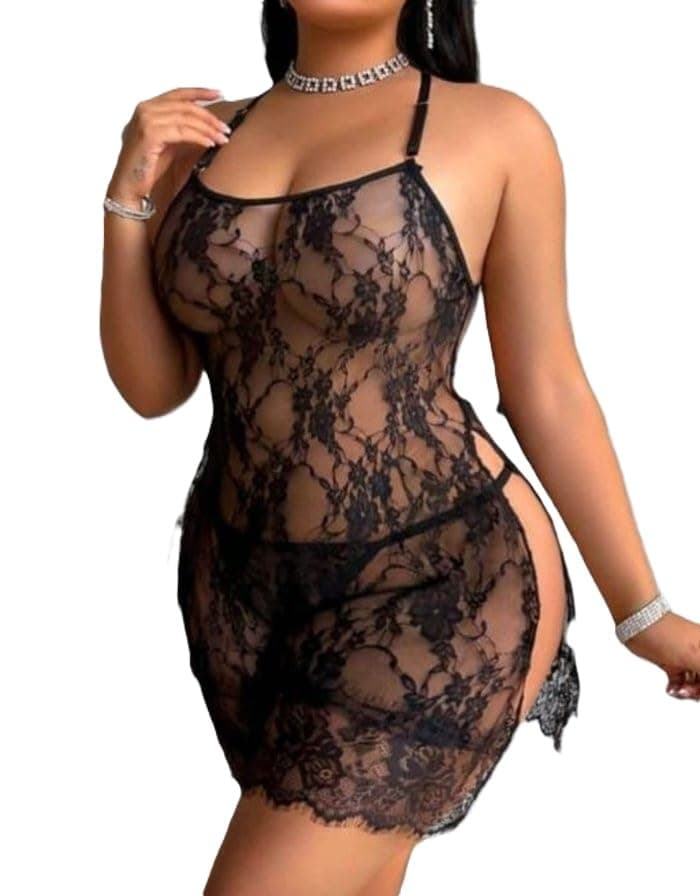 لانجيري شبك لانجري مثير للغاية شفاف بفتحه جانبيه جذابه بنقشه انيقه من FOUR H كود 902 Bra underwear set