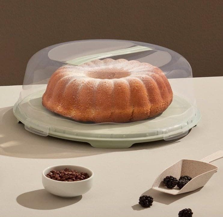 Generic Cake Keeper with Dome Lid, Food-Safe PP5 Plastic, 32x32 cm, 10-12.5 cm Height, Dessert Storage Container available in multiple colors.