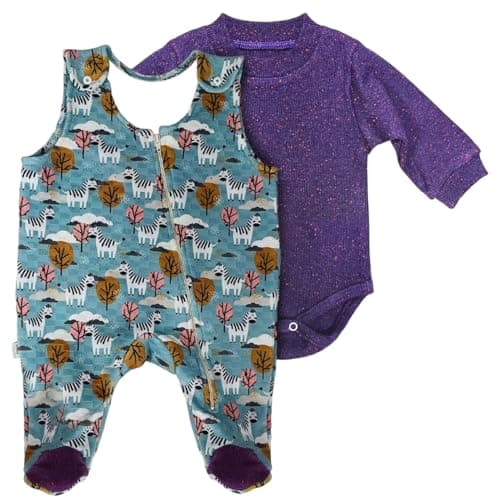 Baby Shoora Cotton Set Of 2 Pieces Sleeveless Bodysuit&Long Sleeves Bodysuit Printed Zebra For Girls-Multicolor-6-12Month Apparel