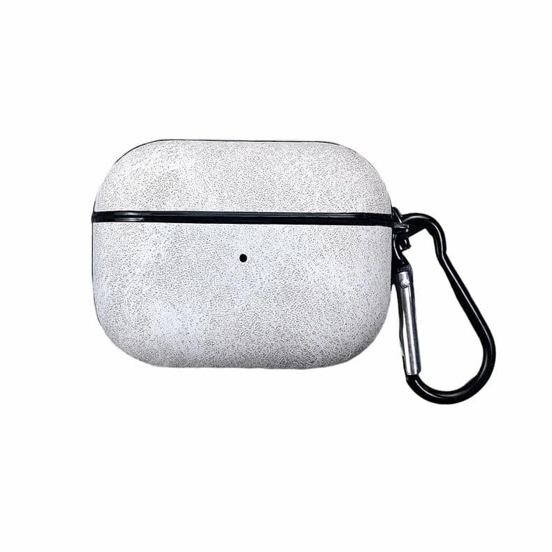 Premium Leather Rotective Case Compatible With (AirPods Pro 2) Shockproof Cover With Metal Carabiner Classic Soft Touch (Gray) Portable electronic device cover