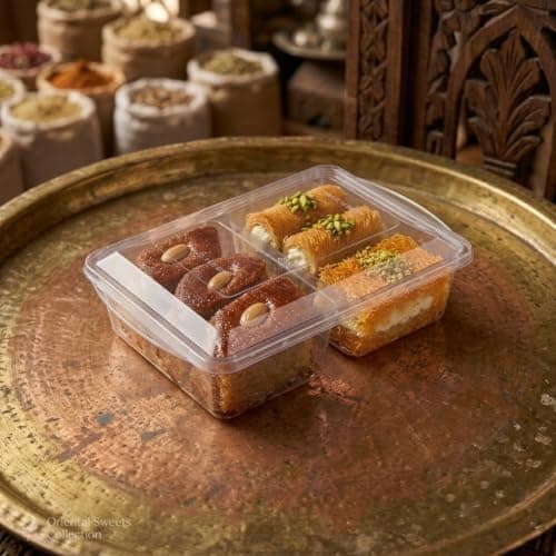 Small Duetto Box, Transparent Multi-Compartment Box, Suitable for Sweets, Nuts, Dates Food storage container