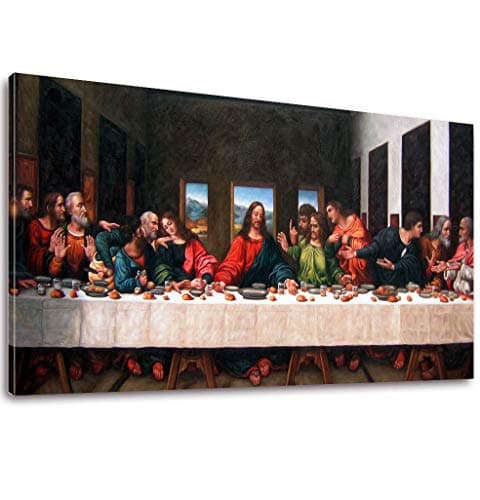 Vijf Arte The Last Supper by by Leonardo Davinci- 20" x 40" Long Classic Painting Print Pictures Canvas Artwork Framed for Living Room Bedroom Home Office Decor Wall art