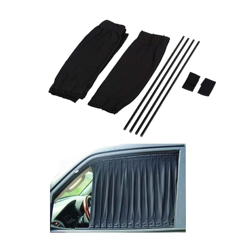 KaberTrade Universal Adjustable Car Sun Visor Window Curtain (Black VIP Curtain, 2 Piece, Size 47-53 * 50cm) Vehicle interior shade
