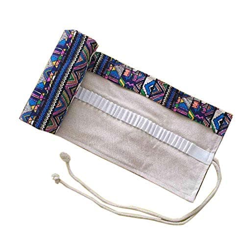 WSLCN 36/48/72/108 Holes Canvas Pencil Wrap Case Bohemian Travel Drawing Pencil Roll for Artist Pencils Pouch Portable Colored Hold Pencil Bag Holder Storage Pouch Multicoloured 48 holes Carrier bag case