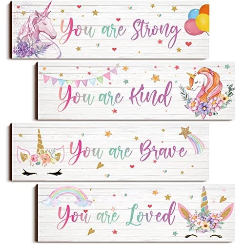 Yulejo Unicorn Rainbow Girls Room Wall Decor Unicorn Rainbow Motivational Wall Art Inspirational Wall Art Room Decor Unicorn Bedroom Decor for Girls Kids Bedroom Nursery Decorations(Cute Style, Cute