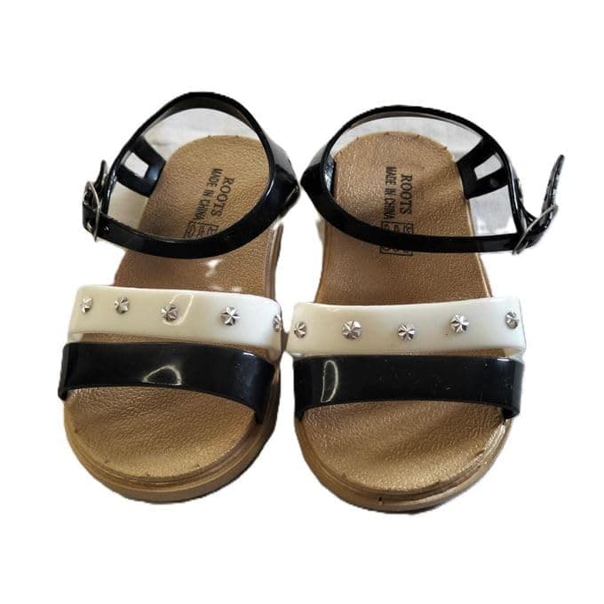 Two-Tone Double Straps Sandals - Black & White-24