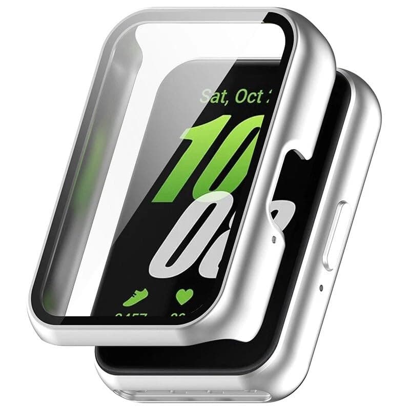 Protective Case (Compatible with Huawei Band 8 / Band 9 / Band 10) with PC Built Screen Protector Hard Durable Frame Shock and Scratch Resistant Stylish Design Degree Protection For Watch (Silver)