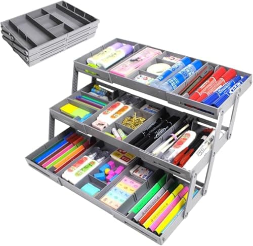 2-Tier Expandable Multi-Level Drawer Organizer with Adjustable Dividers Storage drawer
