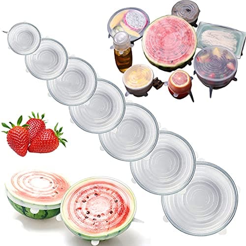 XCVCVB Silicone Food Storage Case, 6 Packs, Universal Silicone Fresh Lid for Bowls for Various Shapes of Containers, Dish Bowls for Fruit Bowls, Cans, Keep Food Fresh