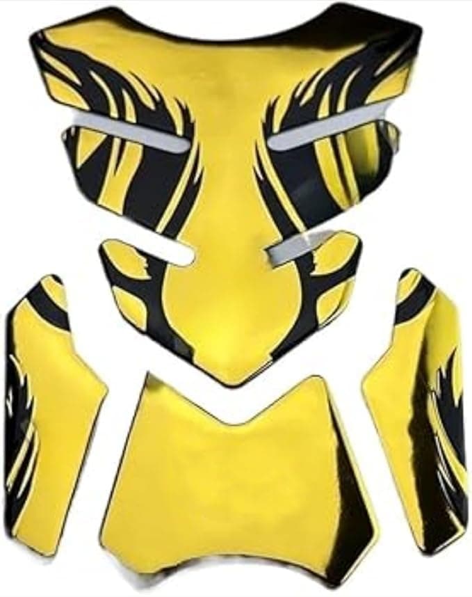 Motorcycle Fuel Tank Protector Sticker 3D Racing Style Scratch Resistant Sticker 4 Pieces - Gold * Black