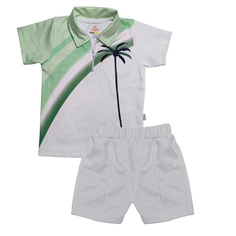 Baby Shoora Boys Half Sleeves T-Shirt&Short Printed Palm Tree Half Sleeves T-Shirt&Short (pack of 1) Outerwear