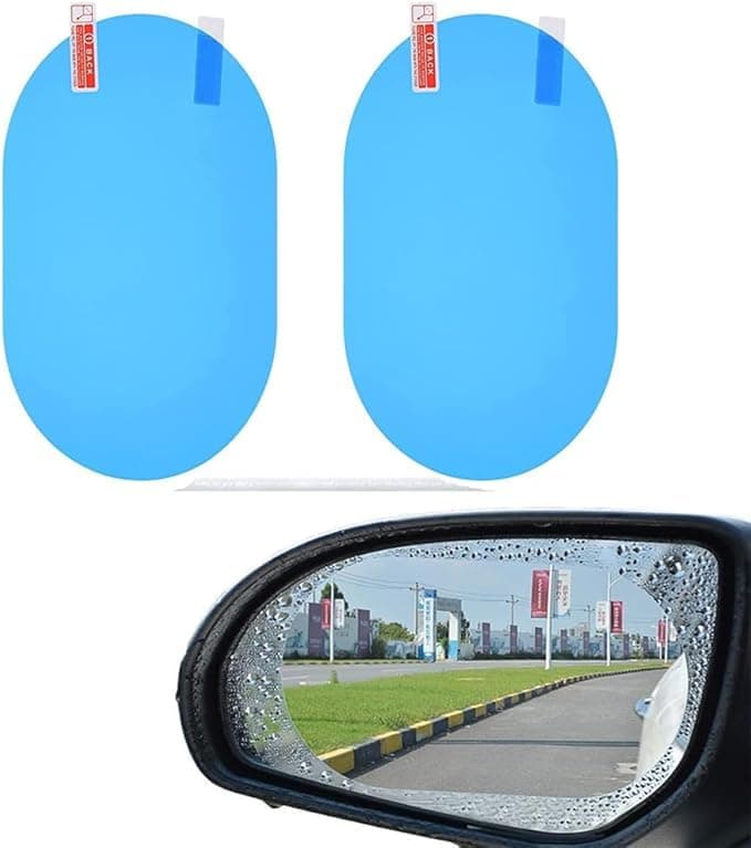 Rearview Mirror Protector, Car Rear View Mirrors Anti-Fog Waterproof Clear Rainproof Glass Film for All Universal Cars, SUVs and More (Oval) Vehicle mirror