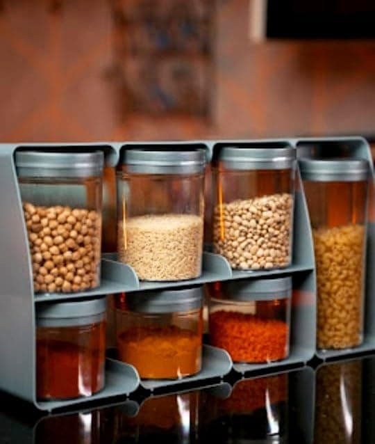 Generic 7-Piece Kitchen Storage Canister Set, 2-Tier Stand, Transparent Acrylic Containers with Lids, 300ml-750ml .A2 Food storage container