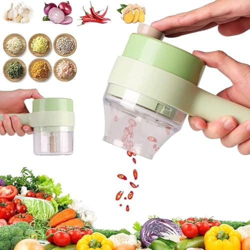 Circle M Electric Food Chopper, 4-in-1 Handheld Design with Cleaning Brush, for Garlic/Pepper/Chili/Onion/Celery/Ginger/Meat