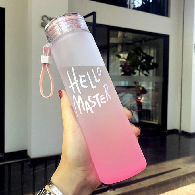 Lecrof Hello Master Glass Water Bottle 500ml Reusable Elegant Bottles for Juice, Water, Cold Drinks - Perfect for Home, College, Office, Gym, Travel, and Outdoor Activities (Set of 1)
