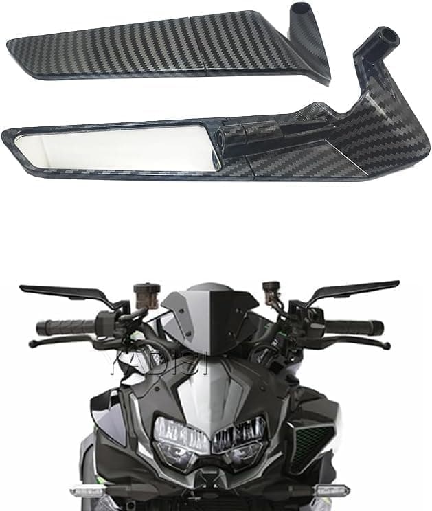 Motorcycle Mirrors Modified Motorcycle Rearview Mirror Rotatable Aerodynamic Design Hidden Wind Wing Side Mirrors - Carbon Black Airplane Mirrors Vehicle mirror