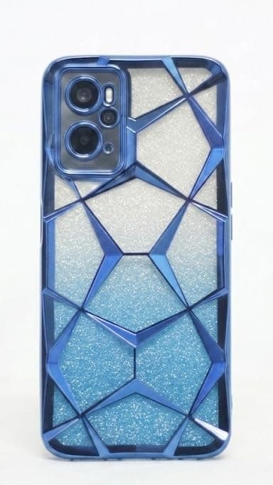 Compatible With (Oppo A96) Case Plating Bling Gradient Glitter Clear Cover Soft TPU Silicone Cute Camera Protection Shockproof Back For Women Girls Case (Blue) Cellular phone case