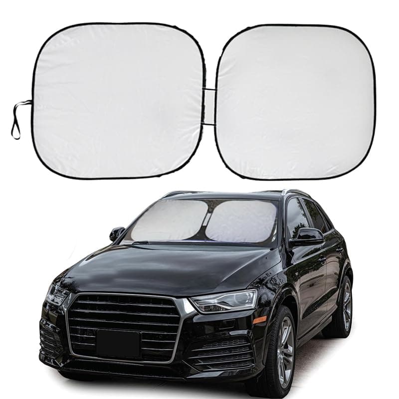 KaberTrade Car Front Window Sun Shade Sun Visor Accessories for Car Windshield (Square Face Silver and Black Face, 142 * 66cm, Code:7058) - KaberTrade Vehicle interior shade
