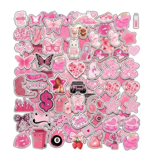 Laptop & Multipurpose Stickers – 50 Pcs pink Cute Quote funny | Waterproof, Scratch & Heat Resistant | For Laptops, Bottles, Mugs & Mirrors | Perfect Gear Personalization