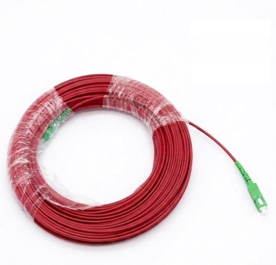 Fibre Optic Ready Cable Red 45 Meter for FTTH Networks | Single Mode, SC/APC Connector, Flat Drop Cable, Indoor/Outdoor Use, Low Signal Loss Electronic cable