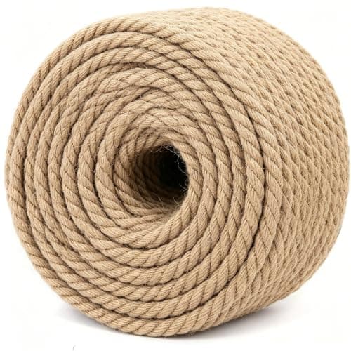 ZOENHOU 100 Feet 1/2 Inch Jute Hemp Rope, 30m x 12mm Natural Twisted Thick Rope Hemp Twine Cord for Crafts Gardening Bundling Camping Decorating Hanging Home Decorative