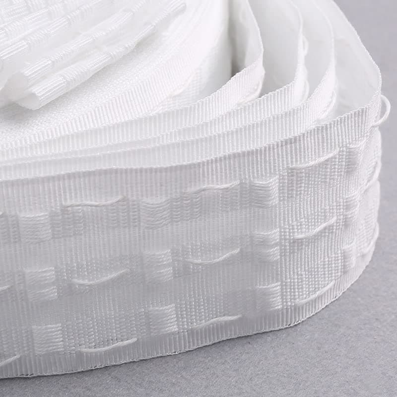 Hoonng Curtain Tape, 75 mm Wide, 10 m, Polyester, Washable at 30°C, Universal Curling Tape for Sewing Curtain Scarves, Ruffles, Crafts or DIY Projects Decorative ribbon trim