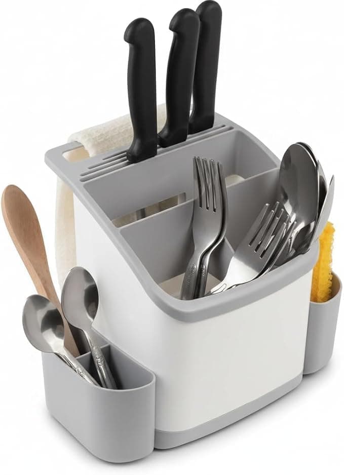 Colorful Plastic Spoon and Knife Strainer - Practical Design for Organizing Cutlery AR