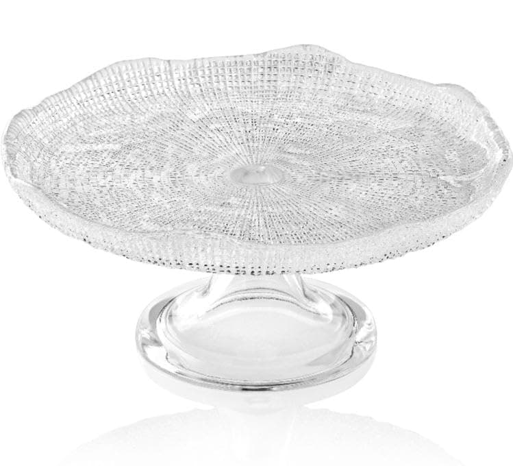 Generic Glass Cake Stand with Metal Base, Clear, Medium, for Serving Fruit, Cake, and Tart, .za