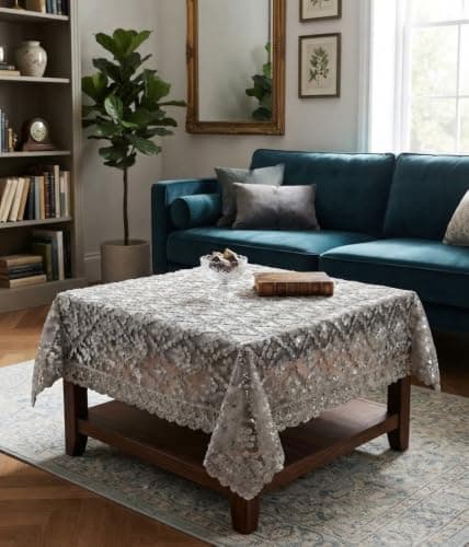 Embroidered Tablecloth 85x85cm for Coffee and Side Tables Home Decor