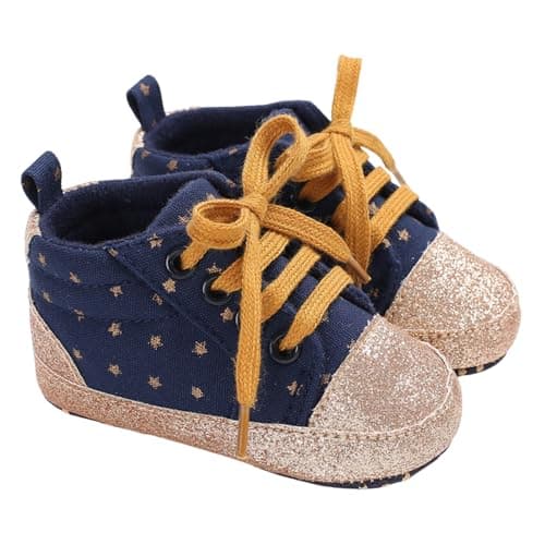 Mix&Max baby-girls Synthetic Fibers Sneakers Printed Stars Sneaker Slipper