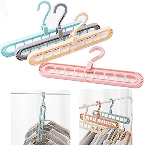 VesipaFly Closet Organizers and Storage, 4 Pack Magic Closet Organizer Multifunctional Space Saving Hangers with 9 Holes Closet Storage Organization for Wardrobe Clothes,Shirts,Pants,Dresses,Coats