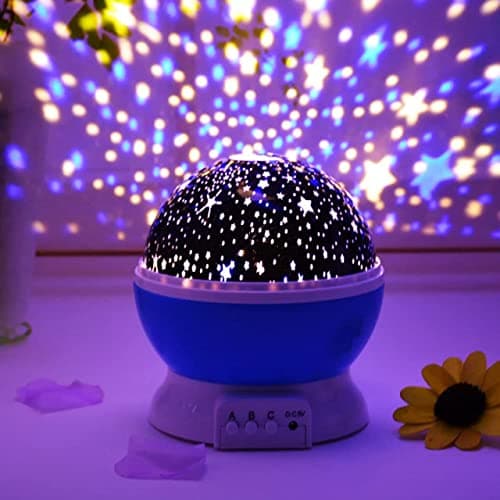 ROMINO Star Master Rotating 360 Degree Moon Night Light Lamp Projector With Colors And Usb Cable (Blue,Plastic, Pack Of 1)