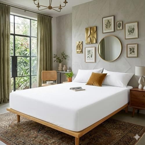QBED Fitted Bed Sheet Set – Fitted Sheet with 2 Pillow Cases – Soft and Comfortable Fabric – Suitable for All Mattresses (White, 160 * 200 * 30) Flat sheet