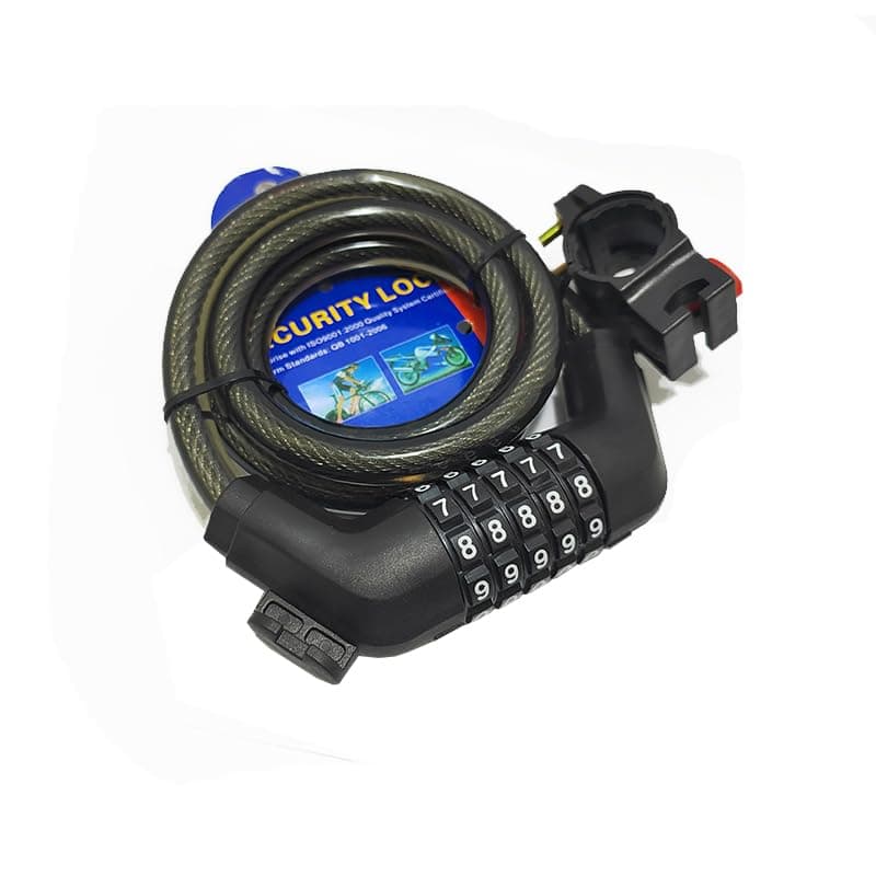 KaberTrade Bike Lock Security Bike Lock with 5 Digit Combination Waterproof Cable Lock for Bikes Scooters Motorcycles (Black, Wire Length 100cm, Code:9821)