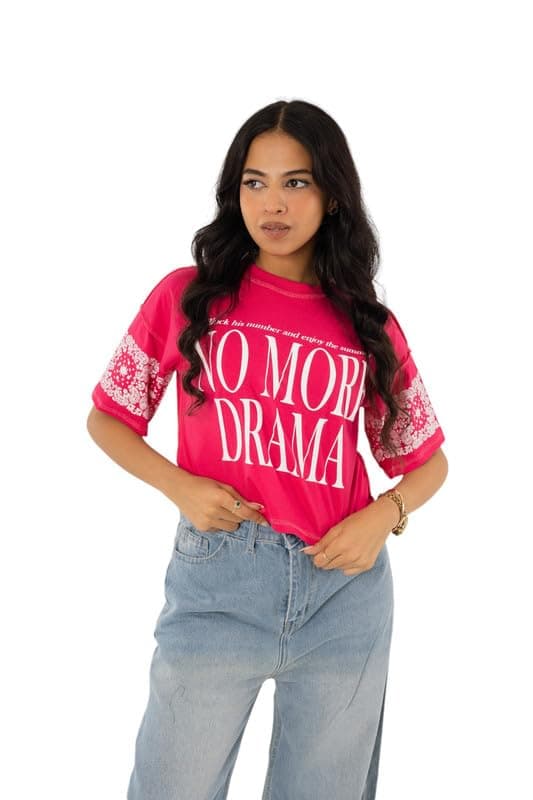 Mosca Women's Wear No More Drama Printed Cropped Cotton T-Shirt