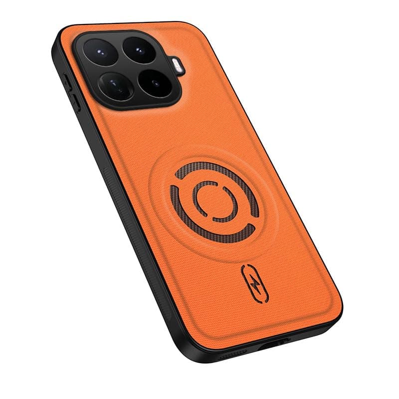 GOLDEN MASK Compatible With Xiaomi 17T Leather Curated Magnic Case (Orange)