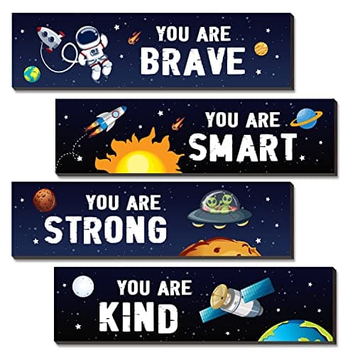 wuguimeii Outer Space Themed Motivational Wall Decor - Boys Kids Room Wall Decor，Motivational Plaque Wall Art Decorations for Bedroom Bathroom Teen Boys Encouragement Cheer up Gifts Decorative signage