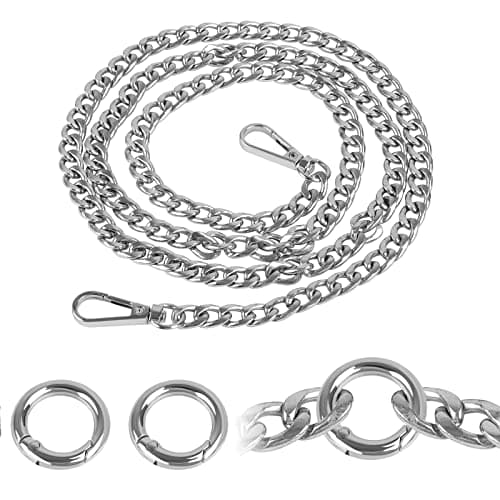 GOTFUN Metal Chain Shoulder Strap 120cm/ .2in Silver Replacement Chain Strap for DIY Handbags Crossbody Bag Crafts Making, 120 Body strap