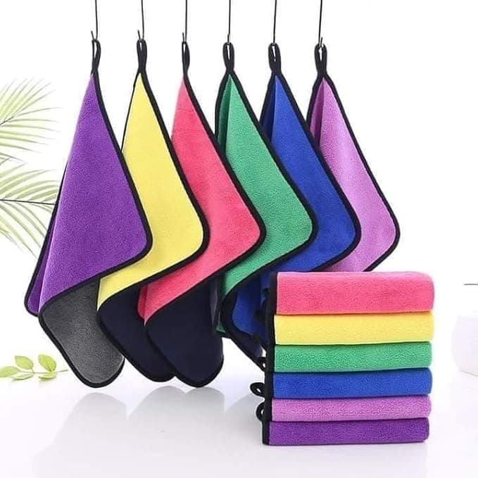 SACAR Microfiber Drying Towel, Super Absorbent Cleaning Towel for Car, Window, Screen, Kitchen Use for Car Washing (26x36cm - Multi Color, 6 Piece)