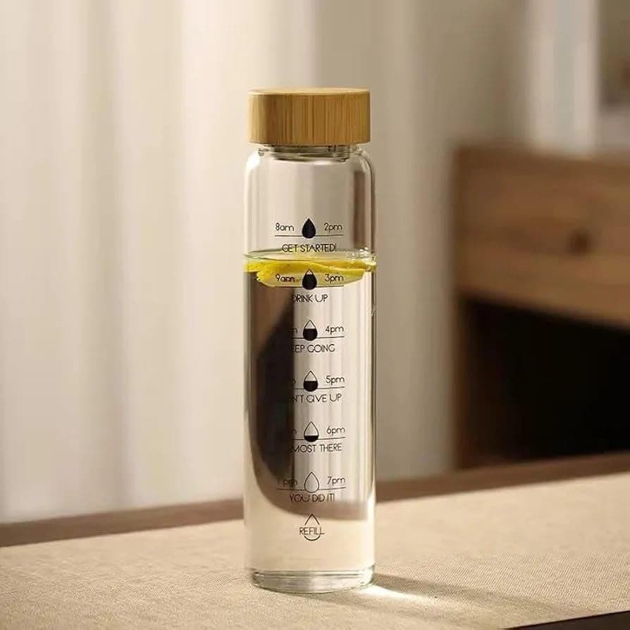 Generic Glass Water Bottle with Wooden Lid, 1000 ml, .db