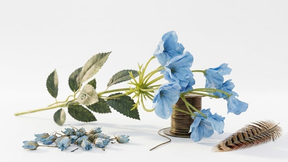 Artificial Flowers Long Stems for Vases - Light Blue - 55cm | For indoor and outdoor decoration, floral arrangement, garden decor, 22" long Artificial plant