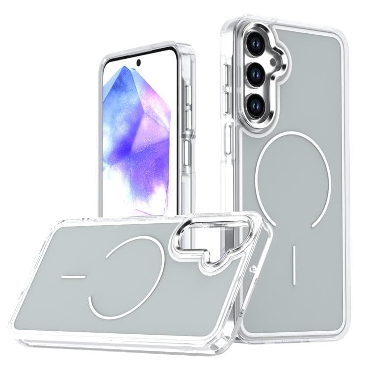A Prem Phone (Samsung A57) Case With Adistinctive Design, Flexible Matte Back A Silicone Frame, And Shock-Resistant Edges. (Gray) Cellular phone case